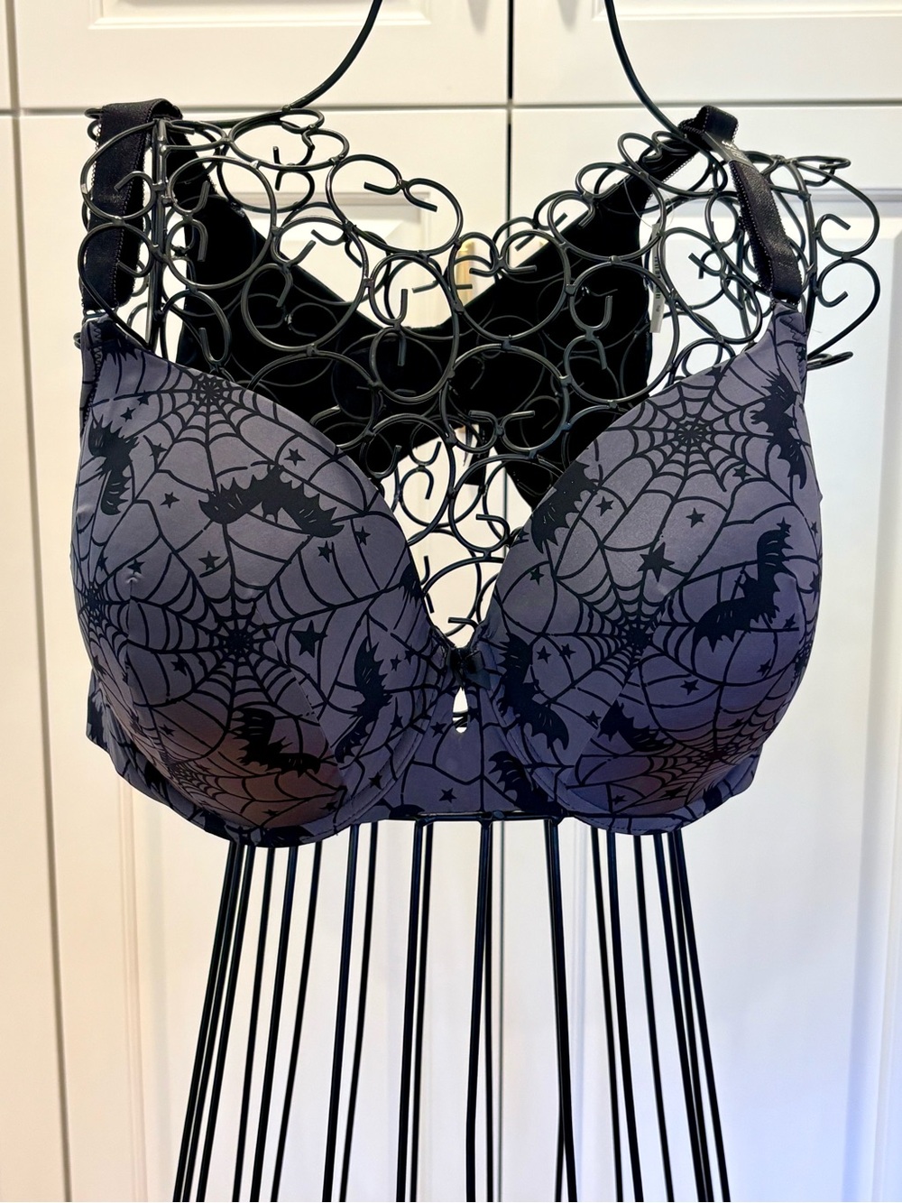 Torrid Black & Gray Spiderweb Print T-Shirt Bra 46C